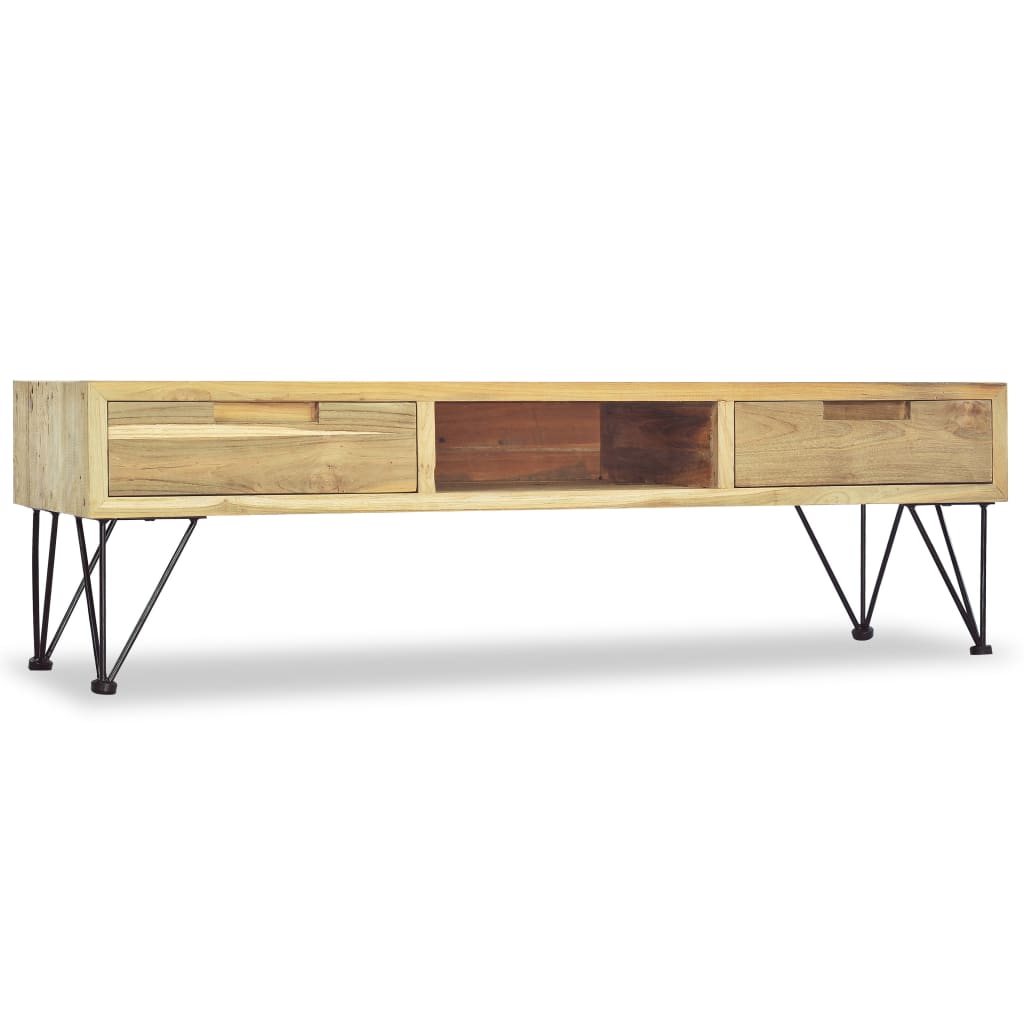 Meuble TV en Teck Massif - 120 cm-Mon Meuble TV-4