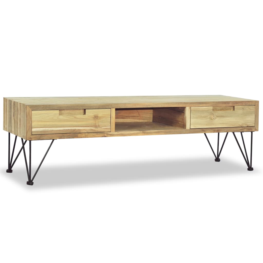 Meuble TV en Teck Massif - 120 cm-Mon Meuble TV-5