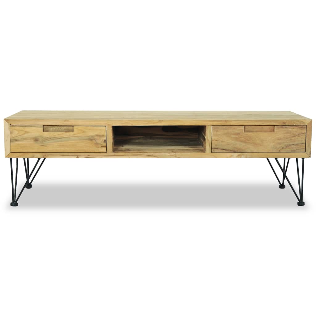 Meuble TV en Teck Massif - 120 cm-Mon Meuble TV-6