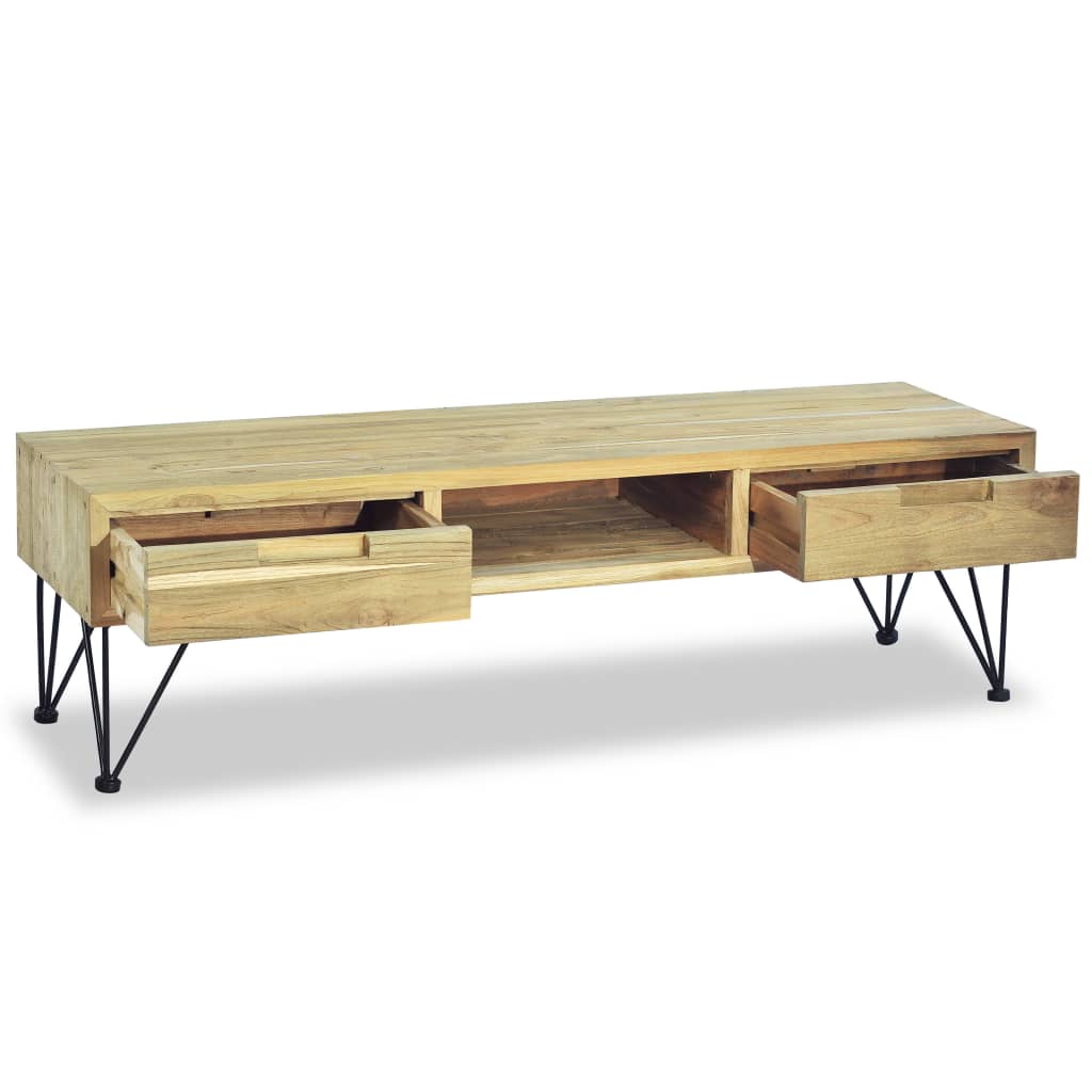 Meuble TV en Teck Massif - 120 cm-Mon Meuble TV-7