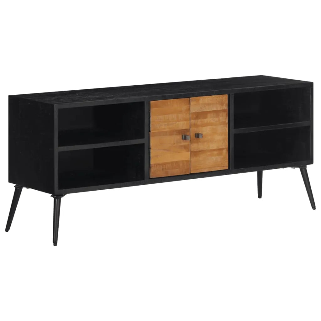 Meuble TV en Teck Massif et Noir - 112 cm-Mon Meuble TV-1