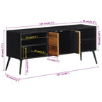 Meuble TV en Teck Massif et Noir - 112 cm-Mon Meuble TV-10