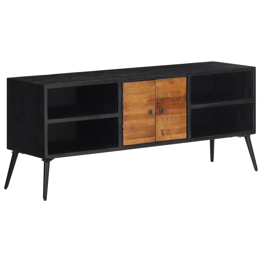 Meuble TV en Teck Massif et Noir - 112 cm-Mon Meuble TV-11