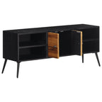 Meuble TV en Teck Massif et Noir - 112 cm-Mon Meuble TV-2