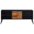 Meuble TV en Teck Massif et Noir - 112 cm-Mon Meuble TV-3