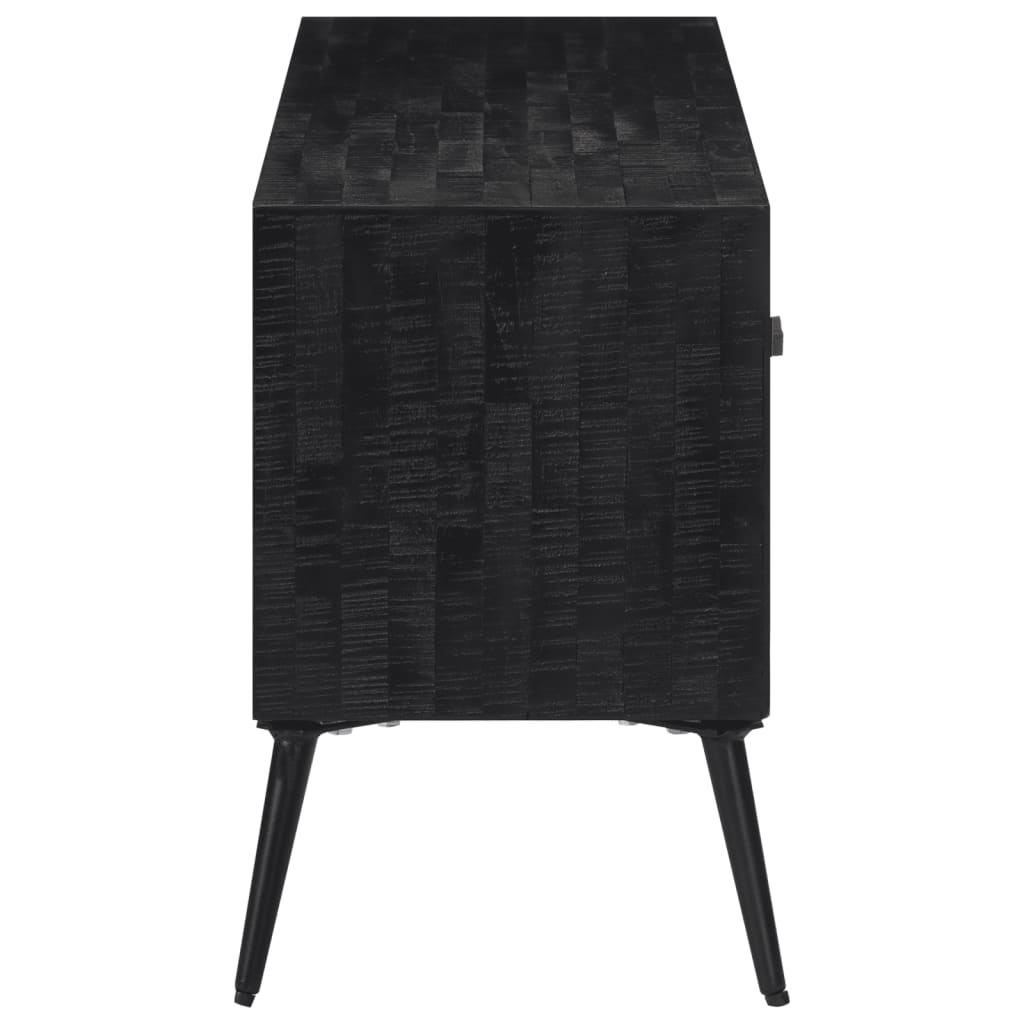 Meuble TV en Teck Massif et Noir - 112 cm-Mon Meuble TV-4
