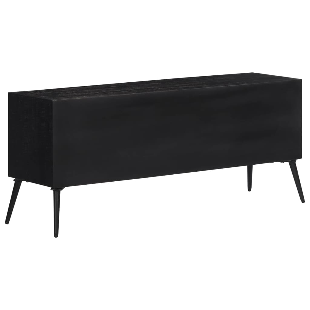 Meuble TV en Teck Massif et Noir - 112 cm-Mon Meuble TV-5