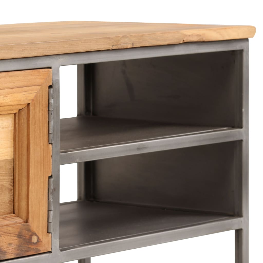 Meuble TV en Teck Recyclé et Acier - 120 cm-Mon Meuble TV-9