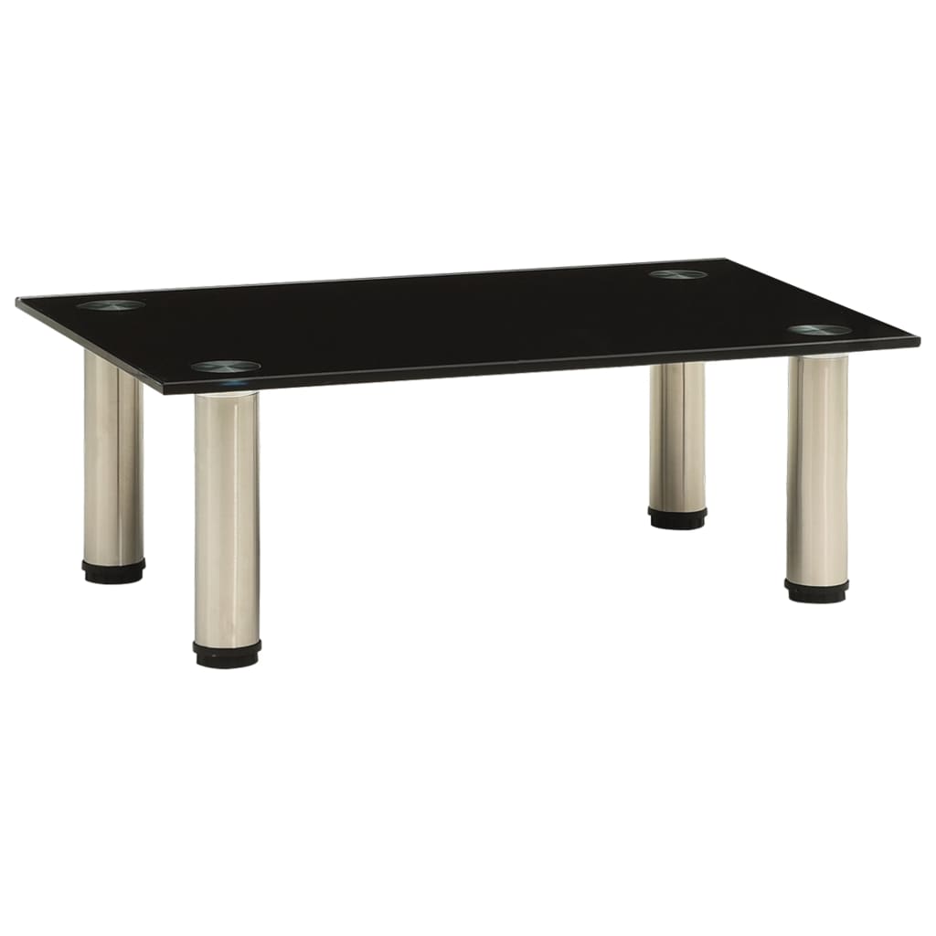 Meuble TV en Verre Trempé et Acier - 80 cm-Mon Meuble TV-Noir-40 cm-1-8