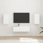 Meuble TV Étagère Murale Couleur Chêne Artisanal - 4 Pièces-Mon Meuble TV-Blanc-14