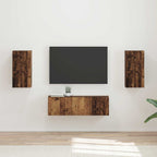 Meuble TV Étagère Murale Couleur Chêne Artisanal - 4 Pièces-Mon Meuble TV-Bois ancien-18