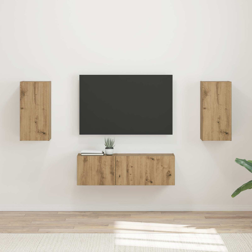 Meuble TV Étagère Murale Couleur Chêne Artisanal - 4 Pièces-Mon Meuble TV-chêne artisanal-2