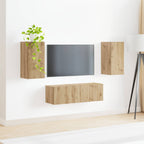 Meuble TV Étagère Murale Couleur Chêne Artisanal - 4 Pièces-Mon Meuble TV-chêne artisanal-4