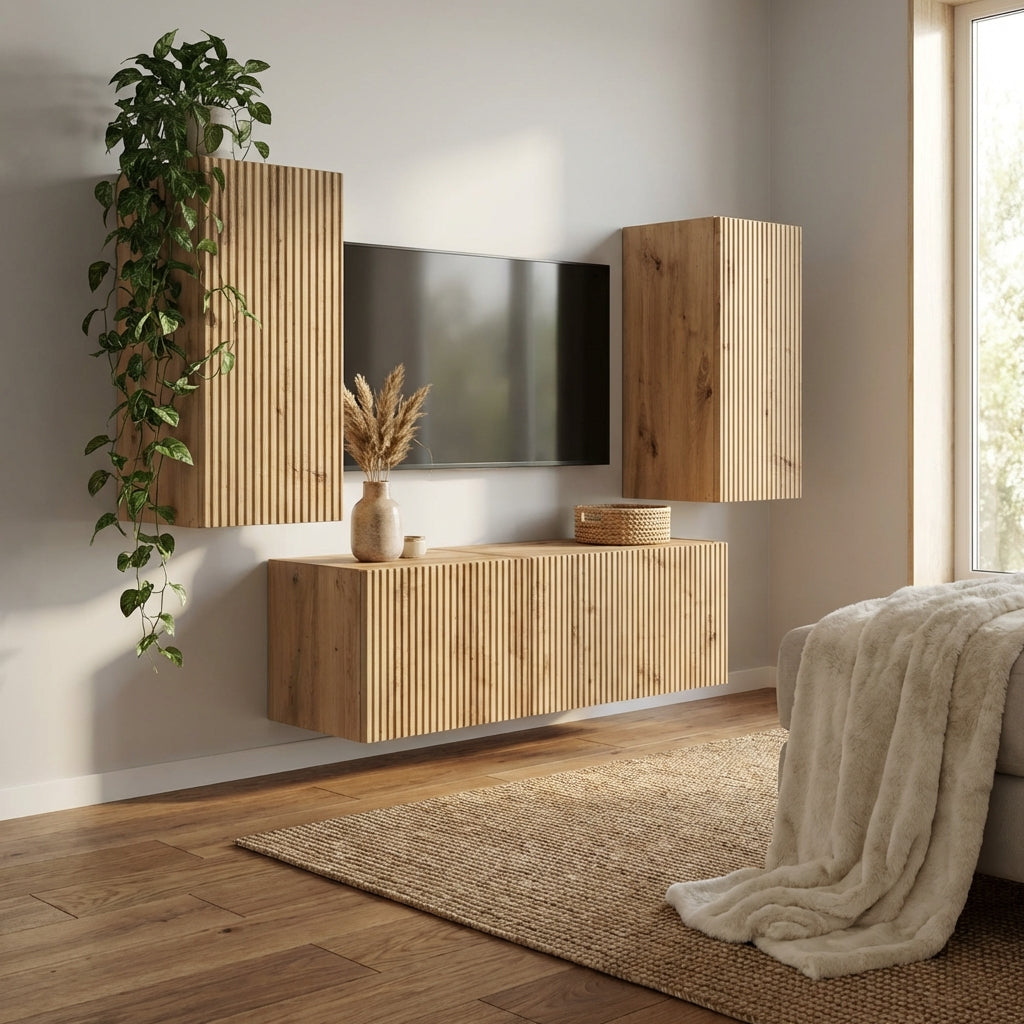 meuble-tv-etagere-murale-en-chene-artisanal-4-pieces-decor