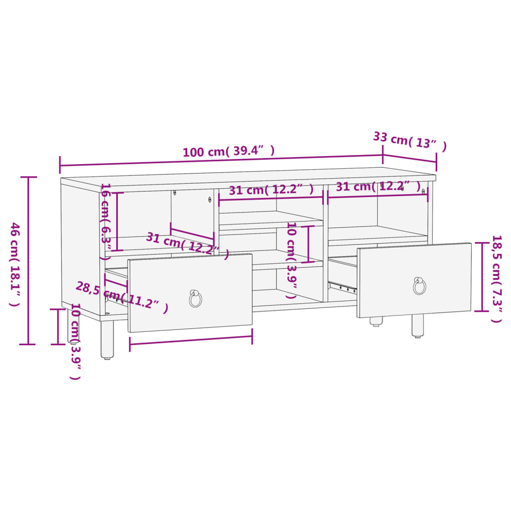 Meuble TV Fer Forgé et Bois de Manguier - 100 cm-Mon Meuble TV-11