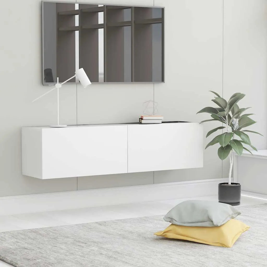 Meuble TV Fixation Mural Effet Chêne Artisanal - 120 cm-Mon Meuble TV-Blanc-120 cm-19
