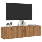Meuble TV Fixation Mural Effet Chêne Artisanal - 120 cm-Mon Meuble TV-Chêne artisanal-120 cm-3
