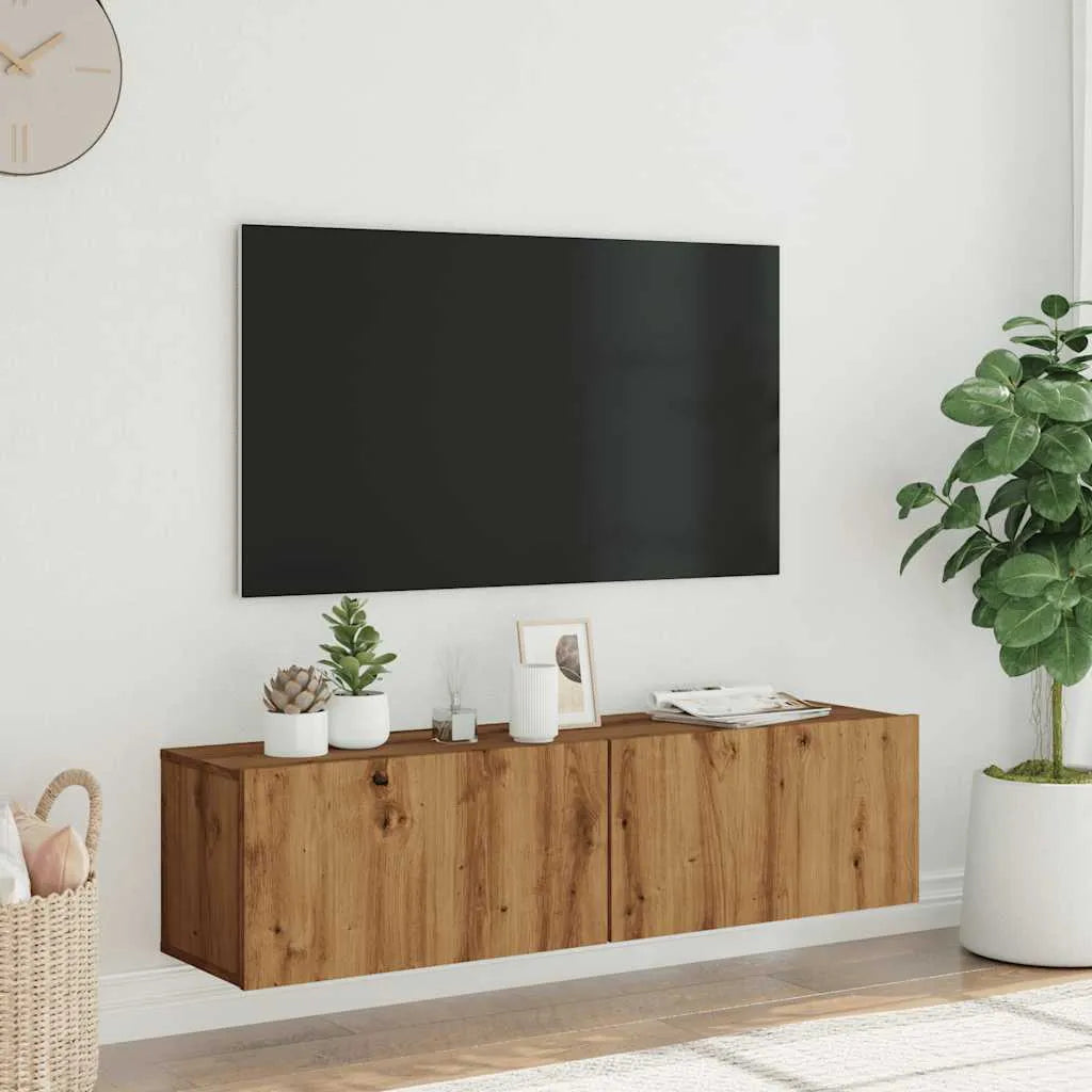 Meuble TV Fixation Mural Effet Chêne Artisanal - 120 cm-Mon Meuble TV-Chêne artisanal-80 cm-2