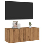 Meuble TV Fixation Mural Effet Chêne Artisanal - 120 cm-Mon Meuble TV-Chêne artisanal-80 cm-34