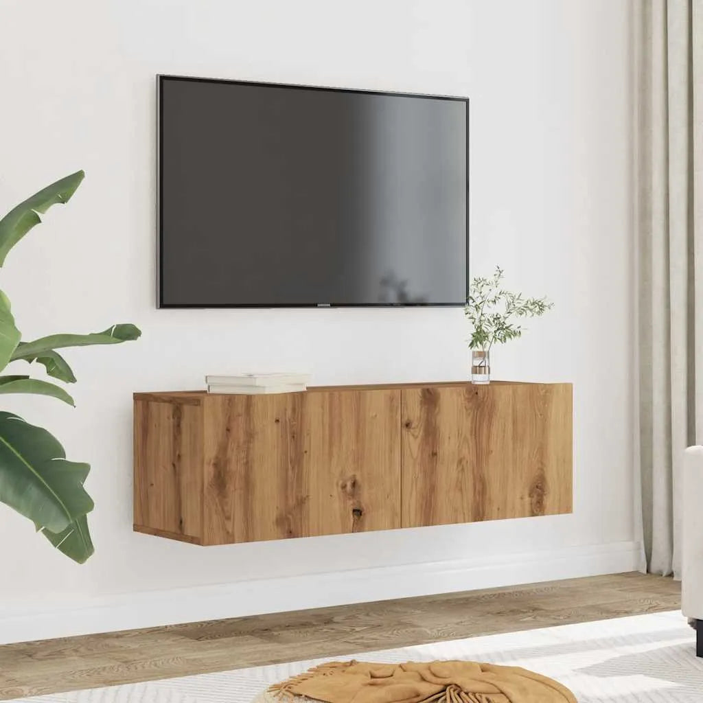Meuble TV Fixation Mural Effet Chêne Artisanal - 120 cm-Mon Meuble TV-Chêne artisanal-80 cm-35