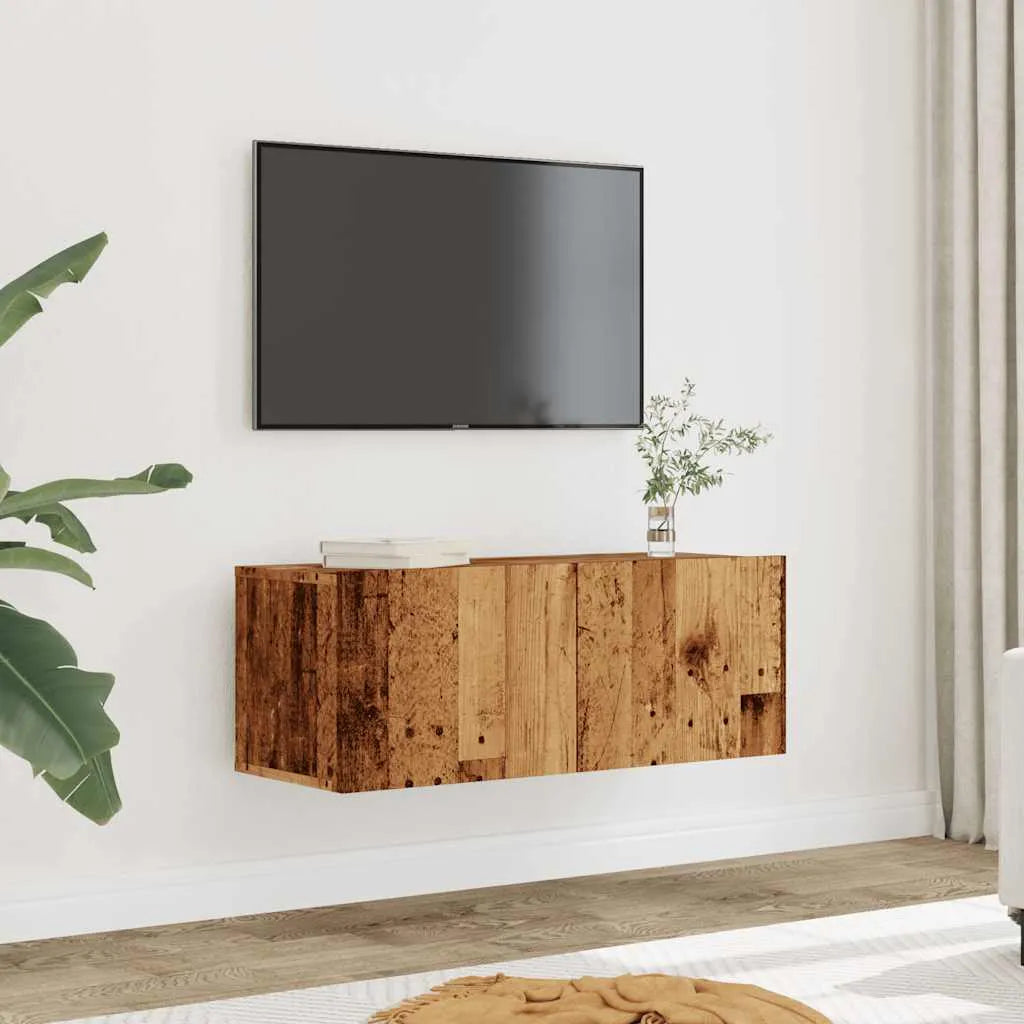 Meuble TV Fixation Mural Effet Chêne Artisanal - 120 cm-Mon Meuble TV-Chêne artisanal-80 cm-38