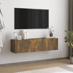 Meuble TV Fixation Mural Effet Chêne Artisanal - 120 cm-Mon Meuble TV-Chêne fumé-120 cm-13