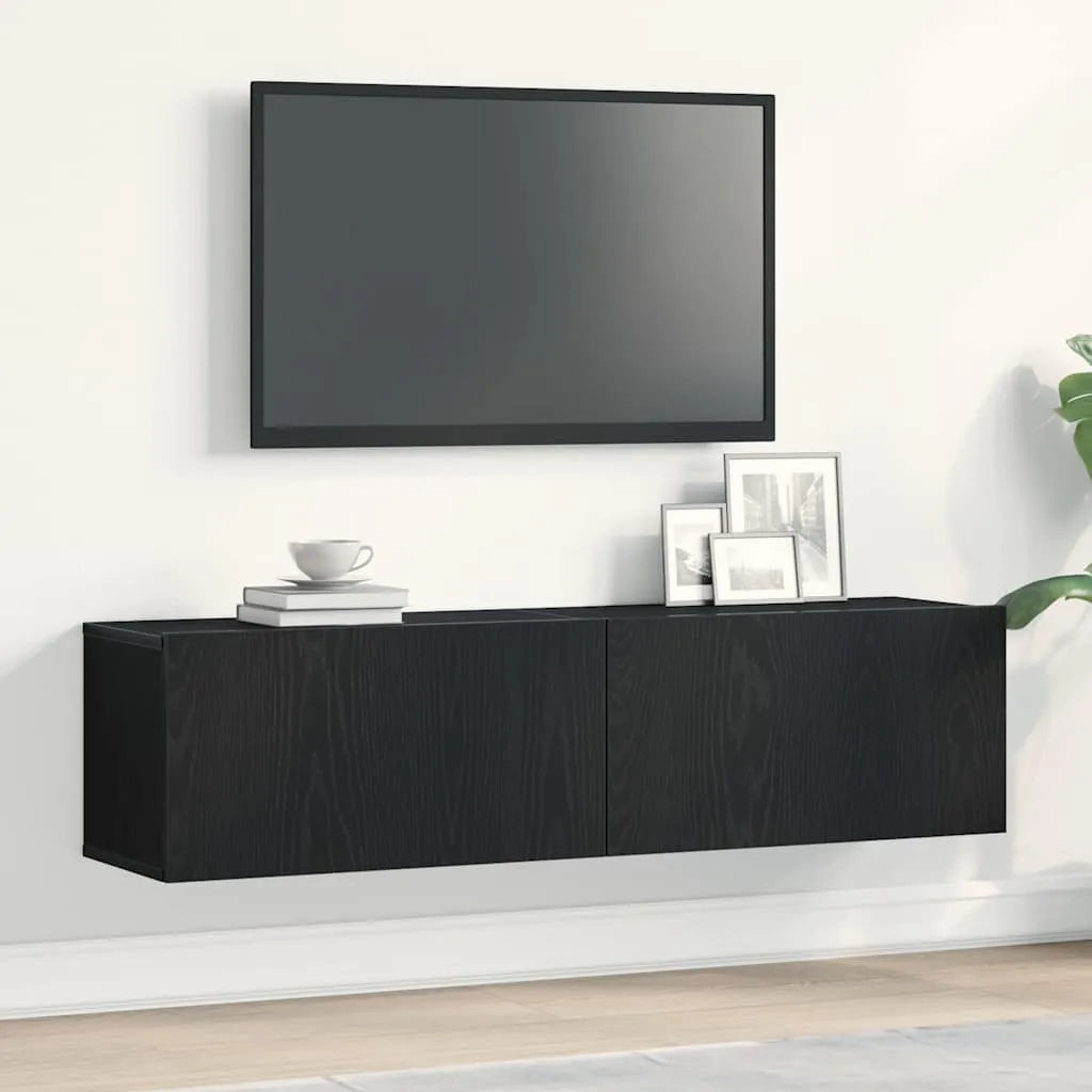Meuble TV Fixation Mural Effet Chêne Artisanal - 120 cm-Mon Meuble TV-Chêne noir-120 cm-24