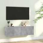 Meuble TV Fixation Mural Effet Chêne Artisanal - 120 cm-Mon Meuble TV-Gris béton-100 cm-18