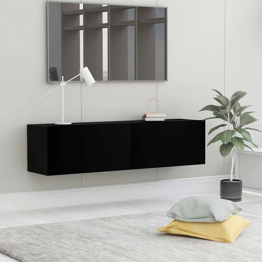 Meuble TV Fixation Mural Effet Chêne Artisanal - 120 cm-Mon Meuble TV-Noir-120 cm-20