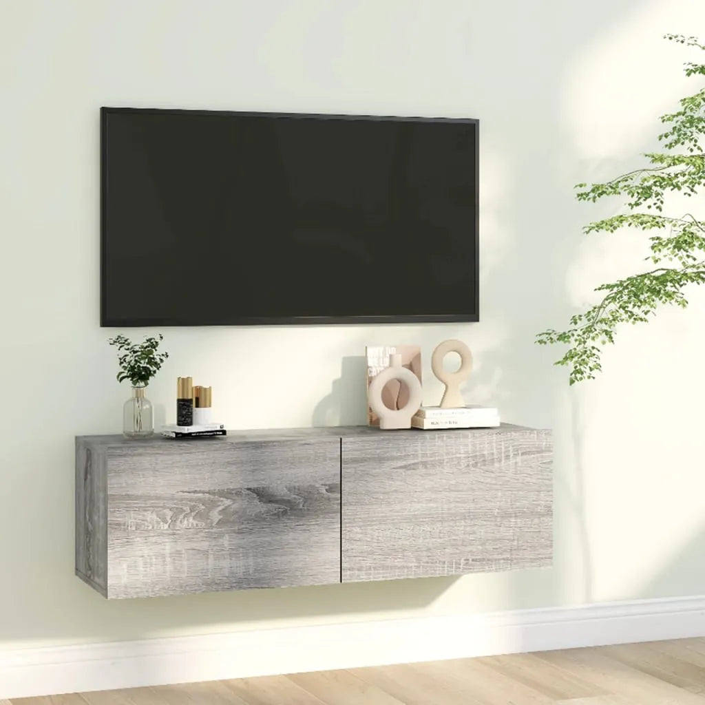 Meuble TV Fixation Mural Effet Chêne Artisanal - 120 cm-Mon Meuble TV-Sonoma gris-100 cm-12