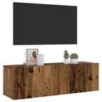 Meuble TV Fixation Mural Effet Chêne Artisanal - 120 cm-Mon Meuble TV-Vieux bois-100 cm-30