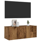 Meuble TV Fixation Mural Effet Chêne Artisanal - 120 cm-Mon Meuble TV-Vieux bois-80 cm-33