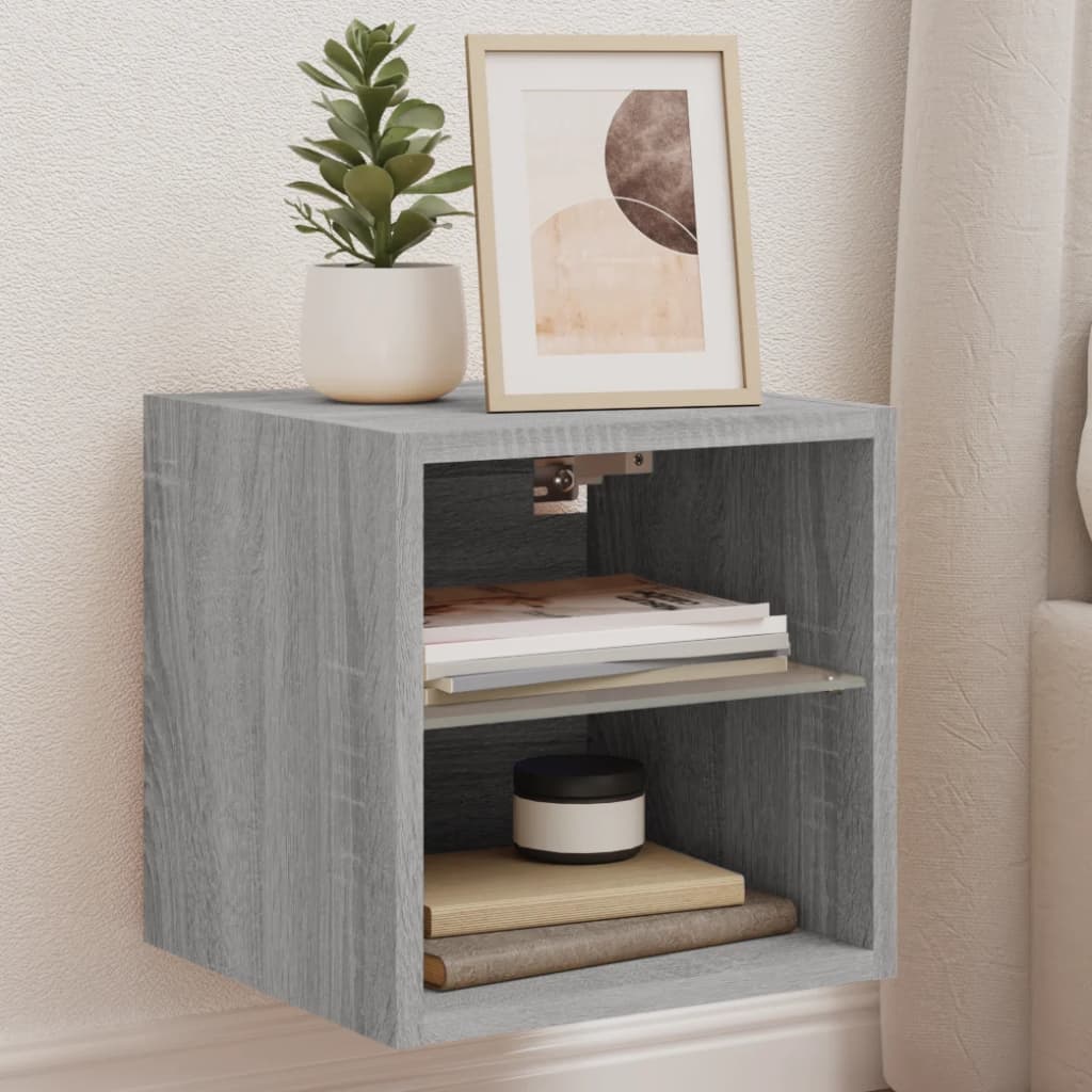 Meuble TV Flottant Gris Effet Sonoma - 2 Pièces-Mon Meuble TV-30 cm-30 cm-1-13