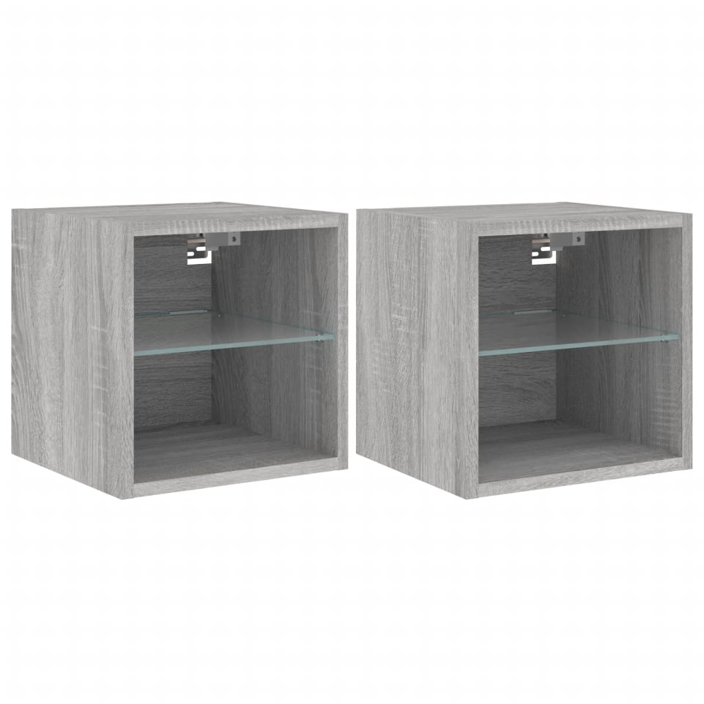 Meuble TV Flottant Gris Effet Sonoma - 2 Pièces-Mon Meuble TV-30 cm-30 cm-1-2