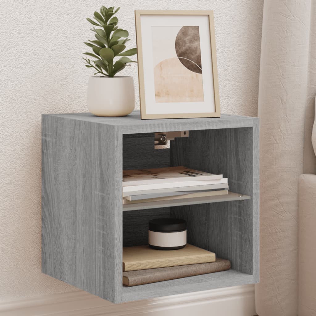 Meuble TV Flottant Gris Effet Sonoma - 2 Pièces-Mon Meuble TV-30 cm-30 cm-2-1