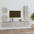 Meuble TV Gris Anthracite Effet Béton - 5 Pièces-Mon Meuble TV-1