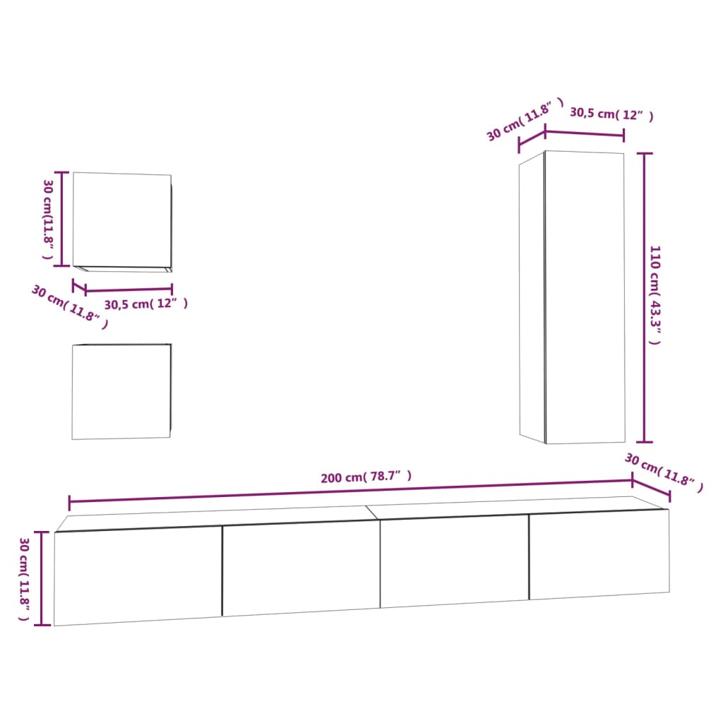 Meuble TV Gris Anthracite Effet Béton - 5 Pièces-Mon Meuble TV-10