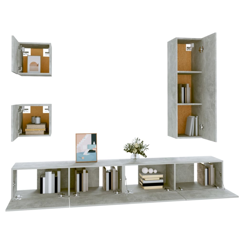 Meuble TV Gris Anthracite Effet Béton - 5 Pièces-Mon Meuble TV-4