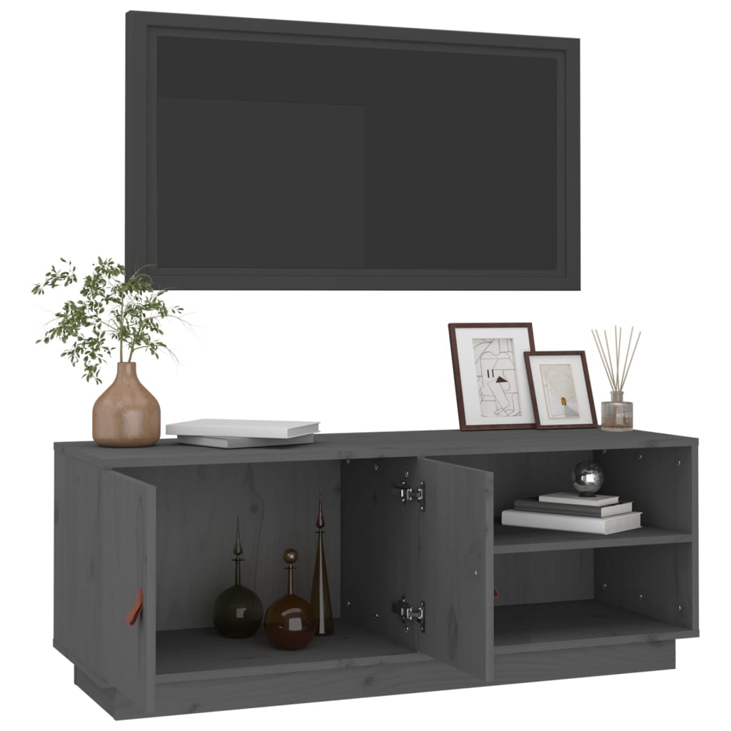 Meuble TV Gris Anthracite et Bois de Pin Massif - 105 cm-Mon Meuble TV-Gris-5