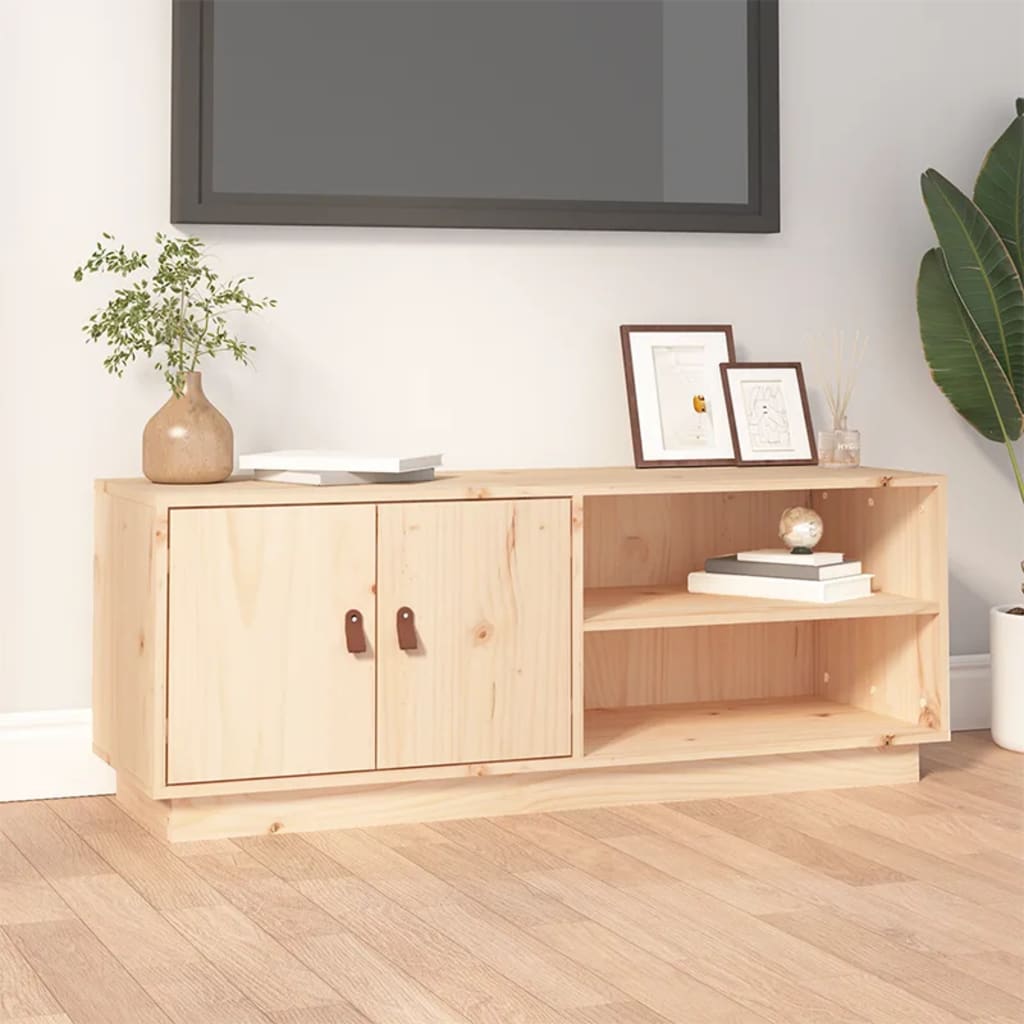Meuble TV Gris Anthracite et Bois de Pin Massif - 105 cm-Mon Meuble TV-Naturel-12