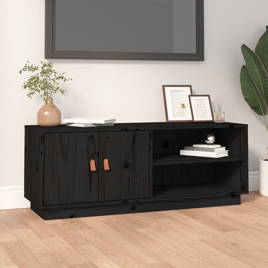 Meuble TV Gris Anthracite et Bois de Pin Massif - 105 cm-Mon Meuble TV-Noir-14