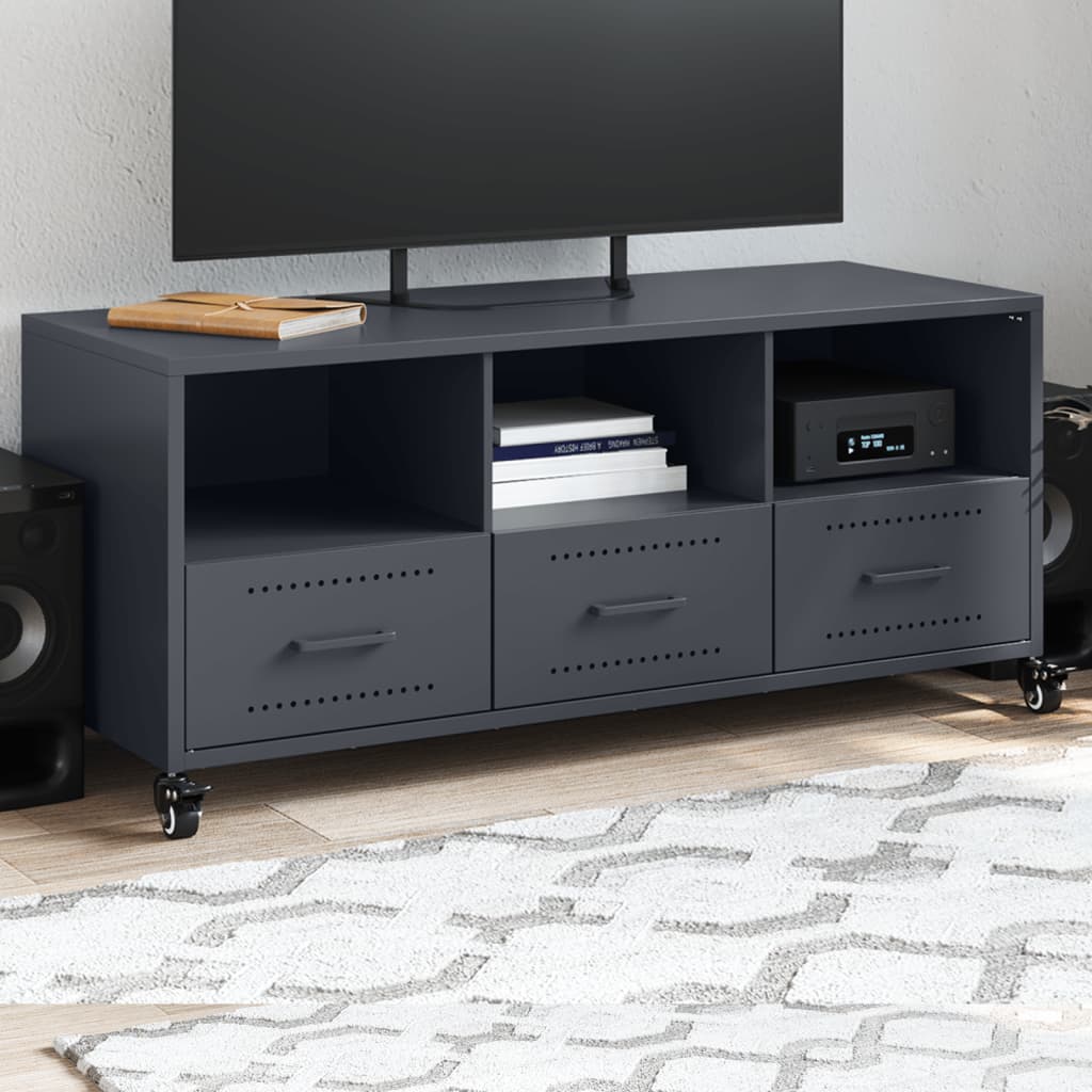 Meuble TV Gris Anthracite Mat en Acier - 100 cm-Mon Meuble TV-Anthracite-1-1