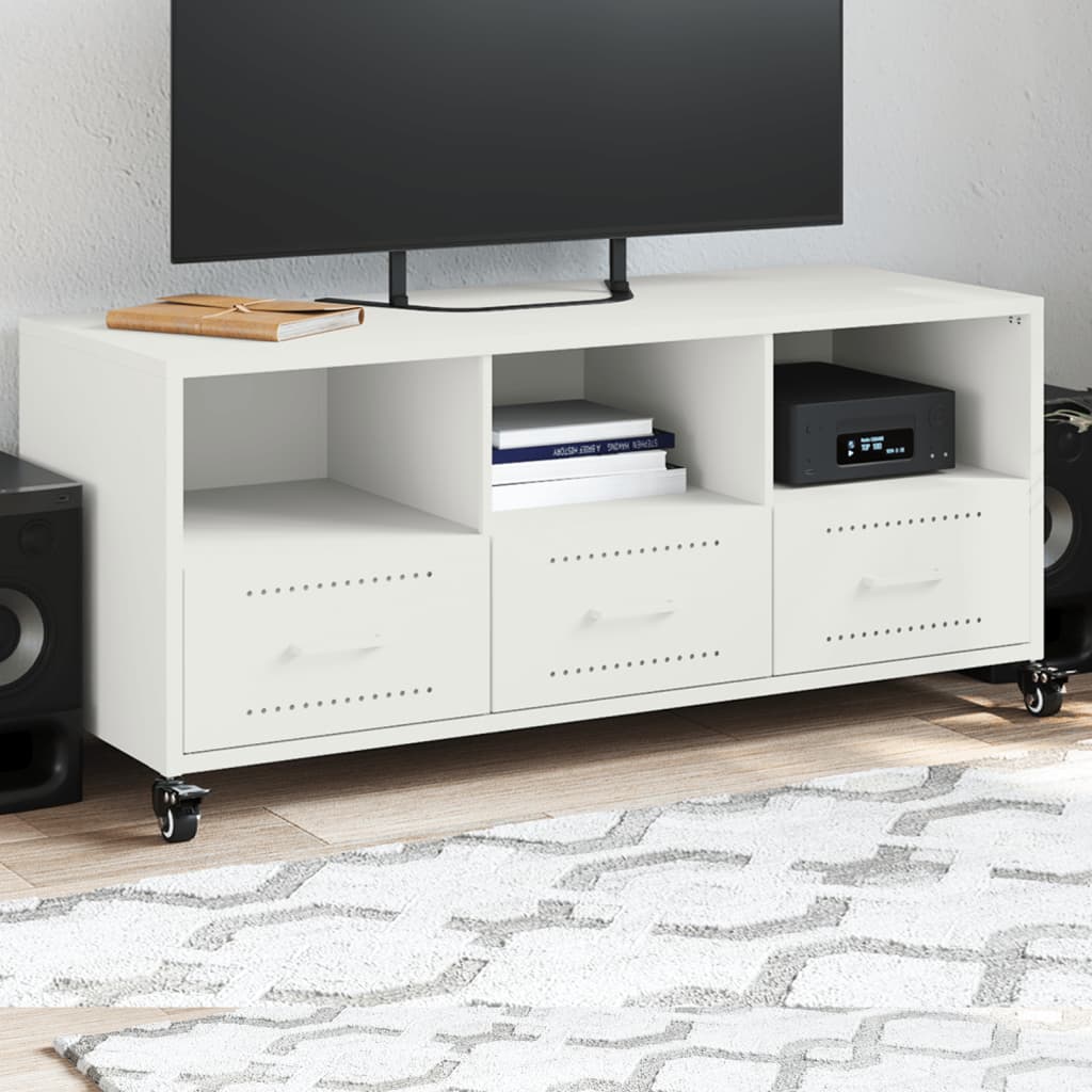 Meuble TV Gris Anthracite Mat en Acier - 100 cm-Mon Meuble TV-Blanc-1-14