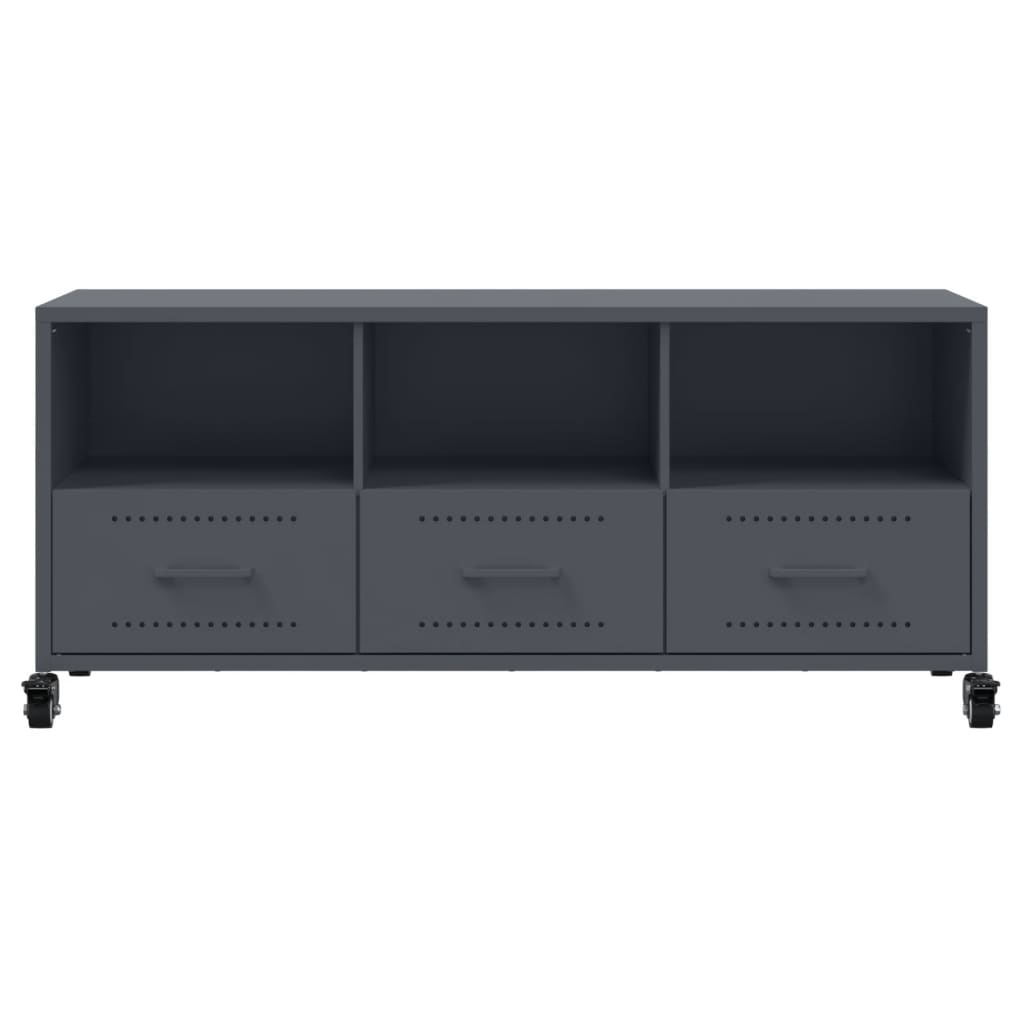 Meuble TV Gris Anthracite Mat en Acier - 100 cm-Mon Meuble TV-Noir-1-6