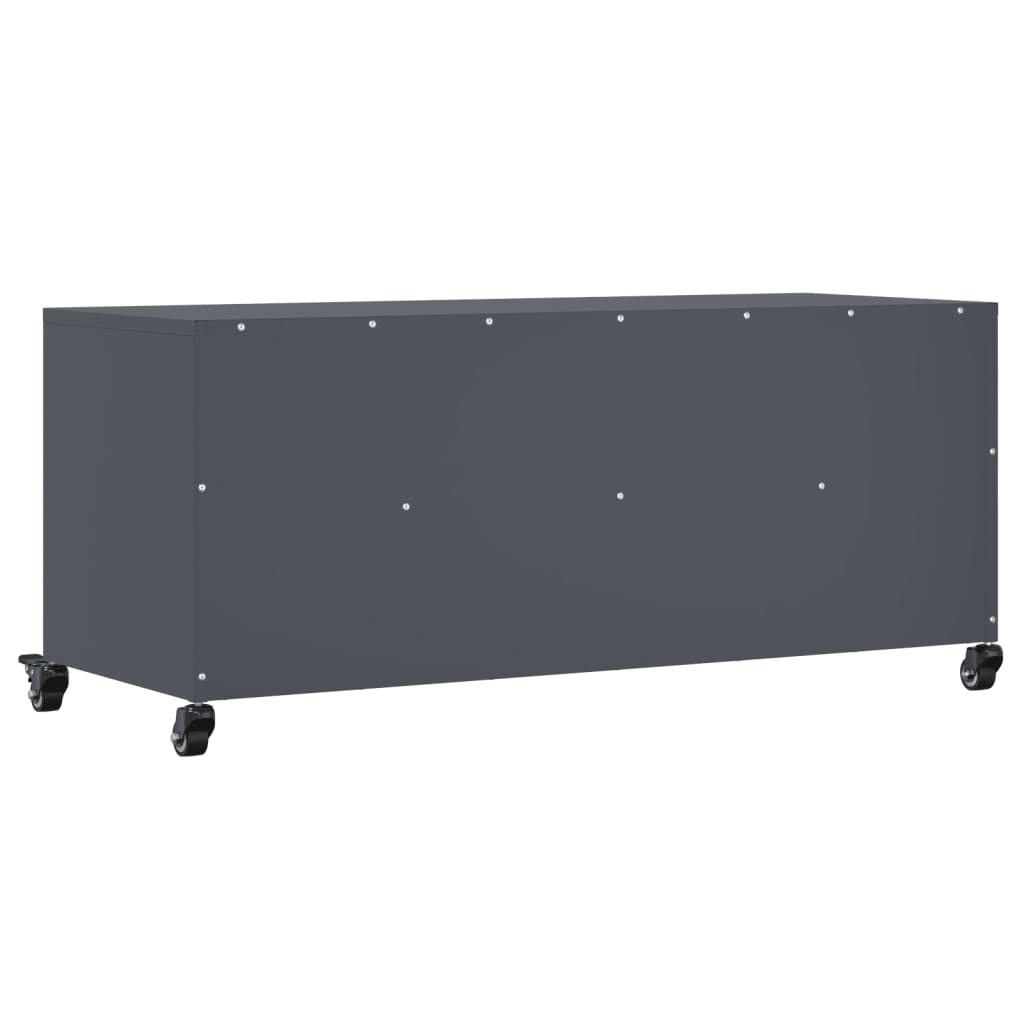 Meuble TV Gris Anthracite Mat en Acier - 100 cm-Mon Meuble TV-Noir-1-8