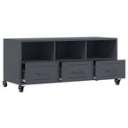 Meuble TV Gris Anthracite Mat en Acier - 100 cm-Mon Meuble TV-Noir-1-9