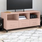 Meuble TV Gris Anthracite Mat en Acier - 100 cm-Mon Meuble TV-Rose-1-13