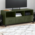 Meuble TV Gris Anthracite Mat en Acier - 100 cm-Mon Meuble TV-Vert-1-17