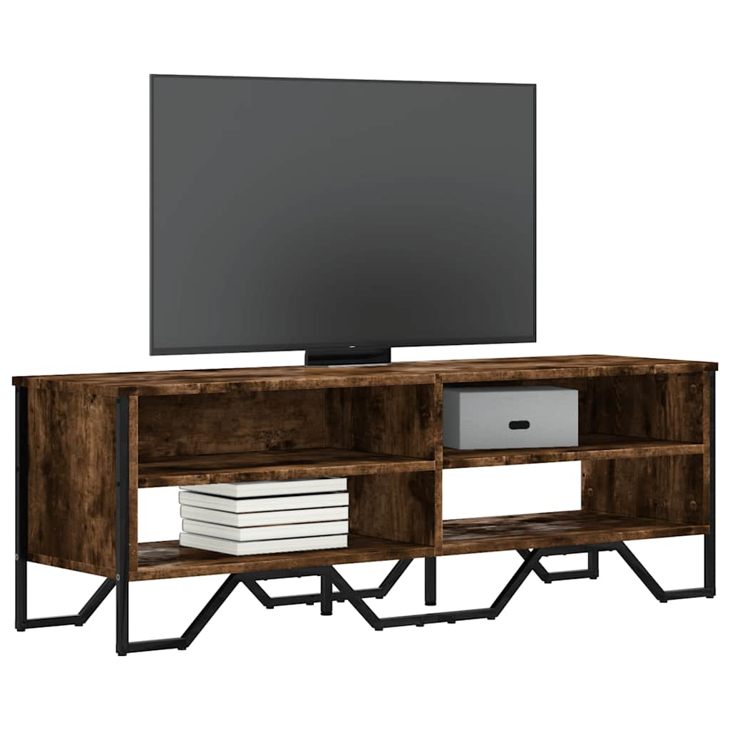 Meuble TV Gris avec Rangement Effet Bois - 180 cm-Mon Meuble TV-Chêne fumé-122 cm-1-10