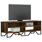 Meuble TV Gris avec Rangement Effet Bois - 180 cm-Mon Meuble TV-Chêne fumé-122 cm-1-10